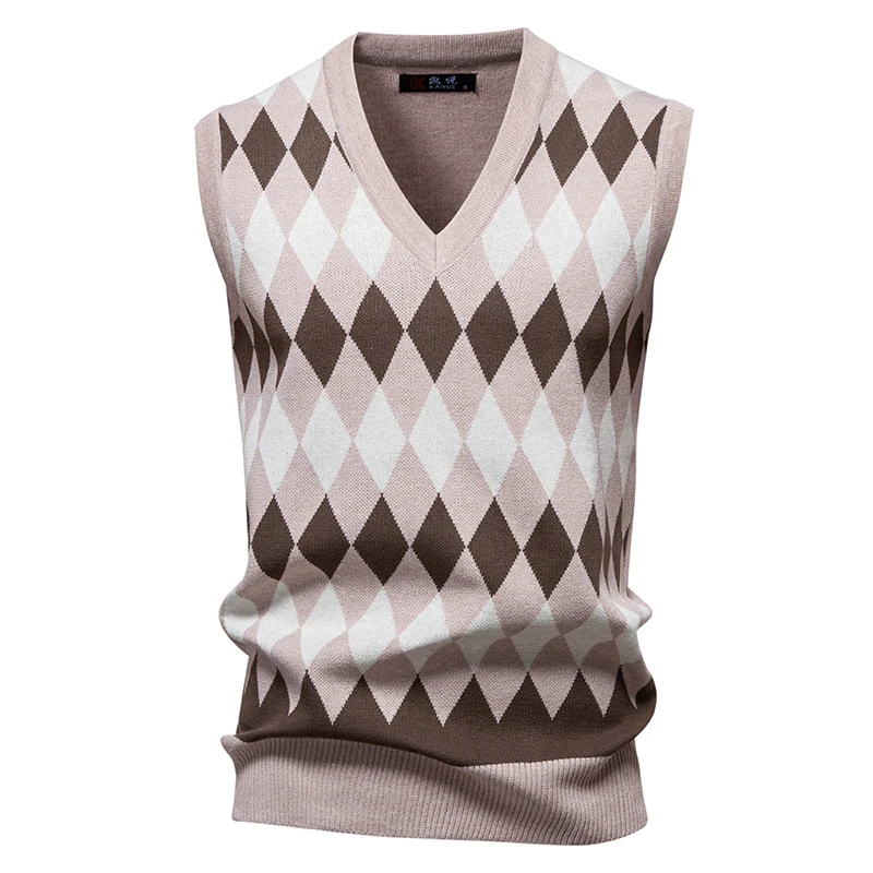 

Mens V Neck Sleeveless Sweater Vest Argyle Classic Casual Slim Fit Pullover Knitted Sweater Vests