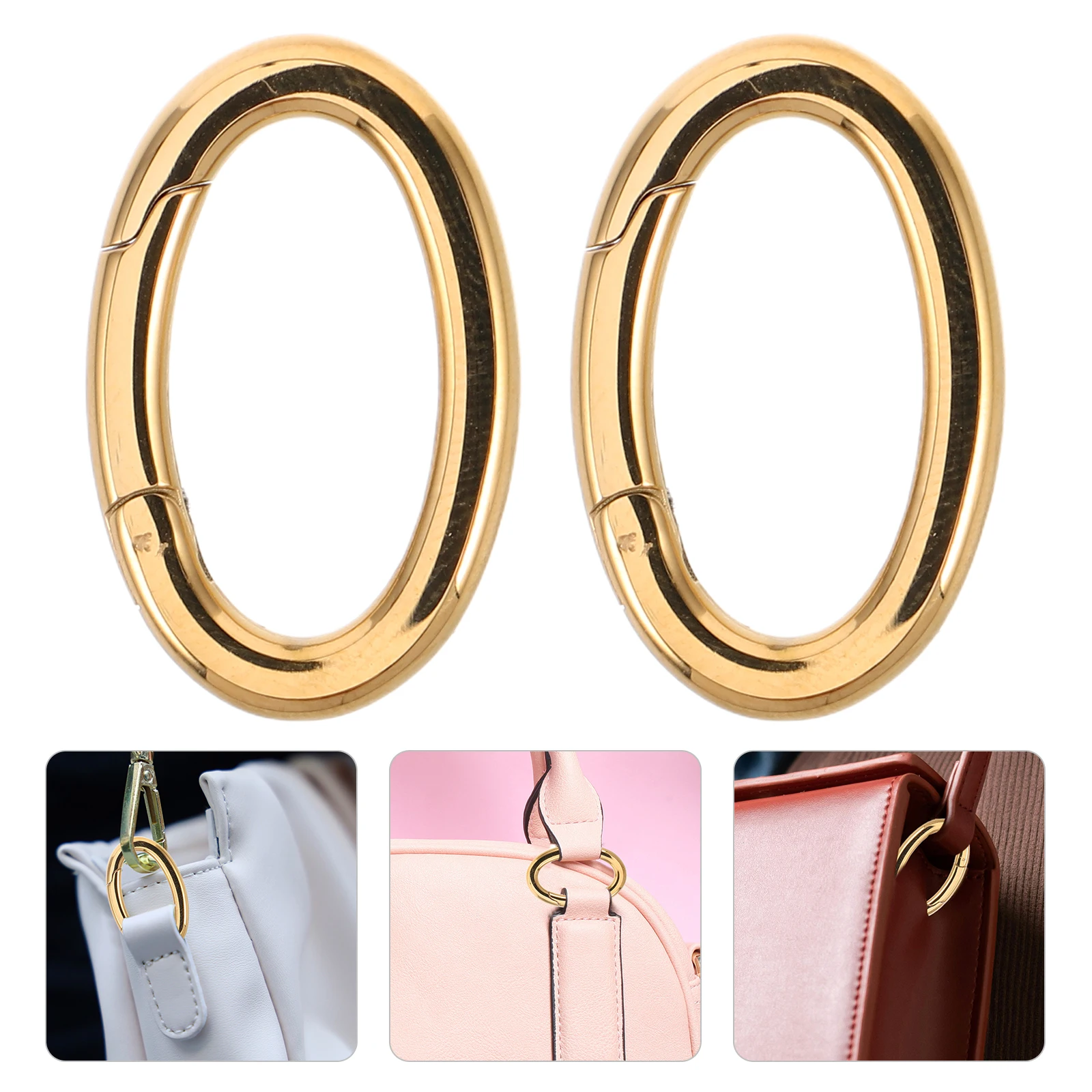 

2pcs Spring Buckle Oval Clasp Carabiner Necklace Clasps Keychain Shortener Pendant Jewelry Stainless Steel Snap Clasp Handbag