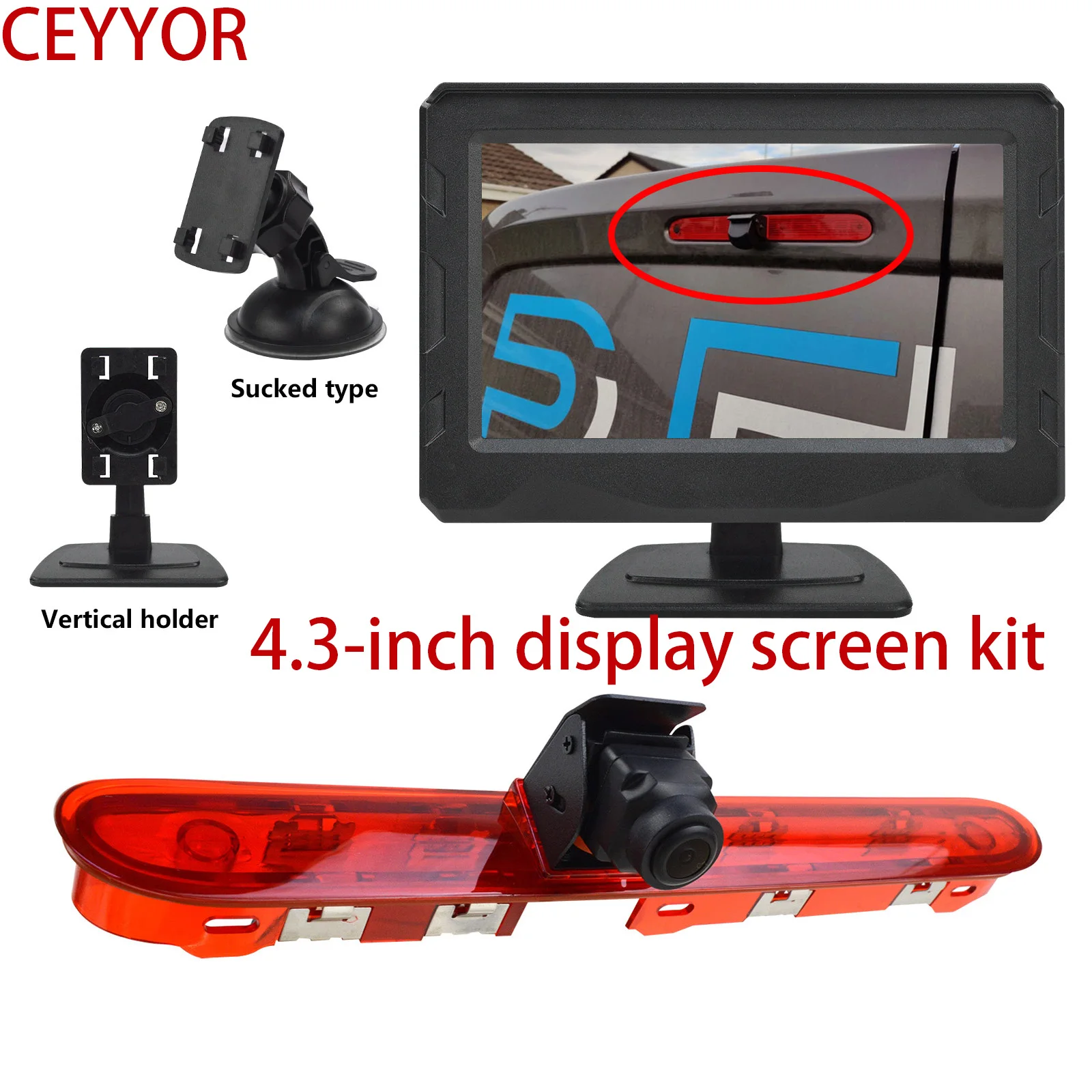 for Brake Light Reversing Camera Monitor Kit Peugeot Expert,Citroen Jumpy,Toyota ProAce,Vauxhall Vivaro Rear View Reverse Camera