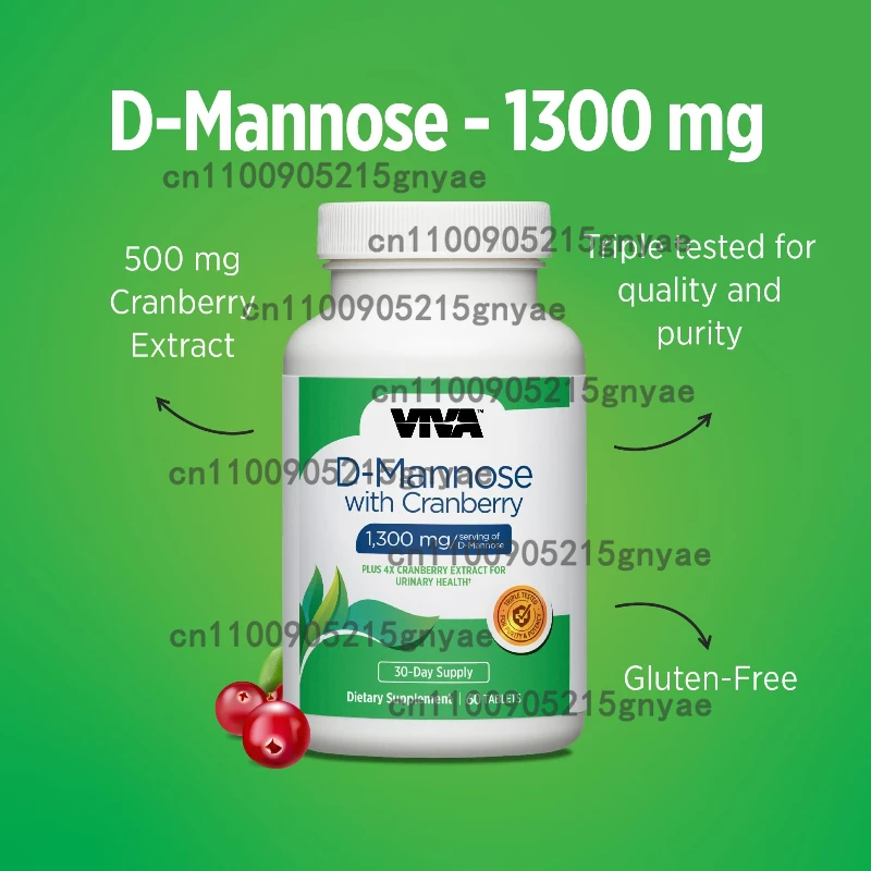 

D Mannose с клюквенными жевательками, D-Mannose Supplements 1300 мг для женщин, поддержка натурального мочевого травления, без сахара