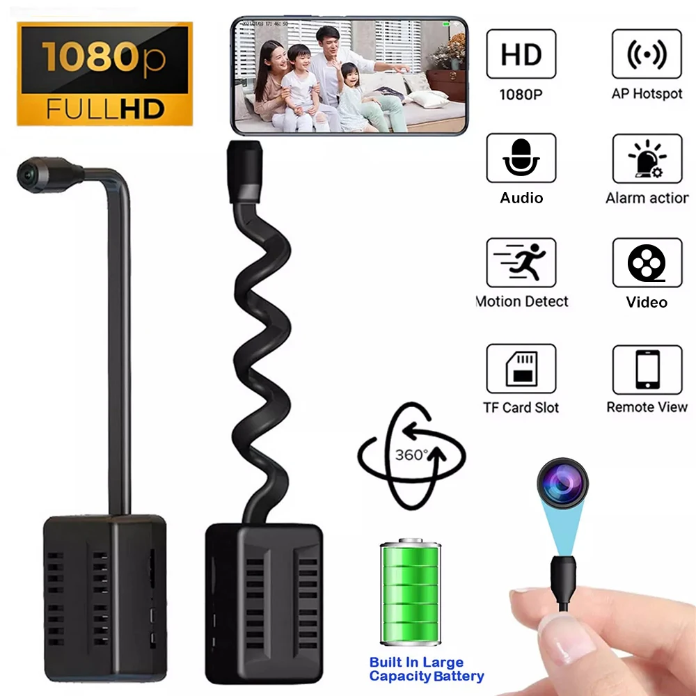 Small Mini WiFi Camera Mobile App Control Built-in Battery Camera 480P