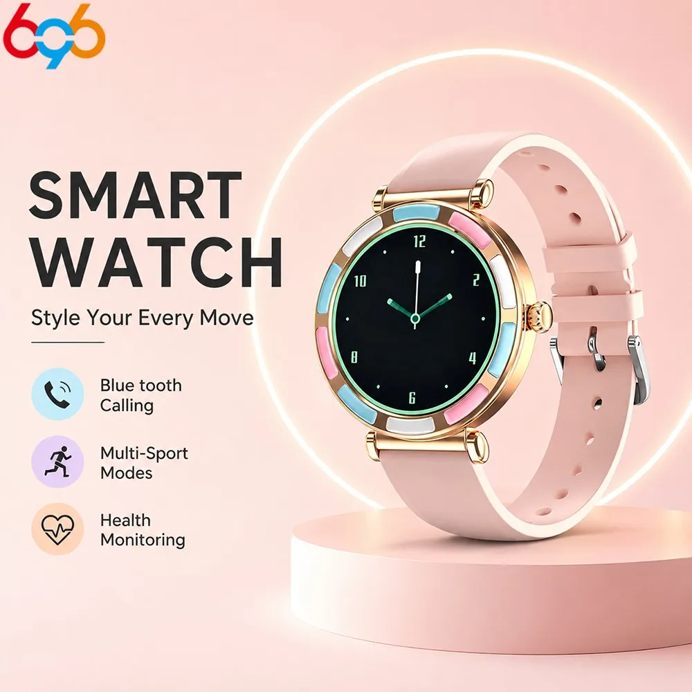 New Women Sports Smartwatch Blue tooth Call Waterproof Heart Rate Tracking Health Monitor Music & Weather Display for Ladies