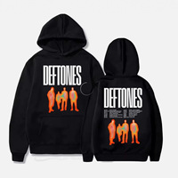 Deftones North America Tour 2025 Black Hoodie Printed Streetwear Loose Fit Long Sleeve Bat Sleeve Comfortable Casual Hooded S...