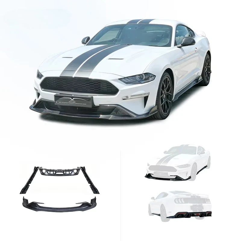 For Ford Mustang Upgrade AC Style Carbon Fiber Body Kit Car Bumpers Front Lip Side Skirt Rear Diffuser Accessories 2018-2023