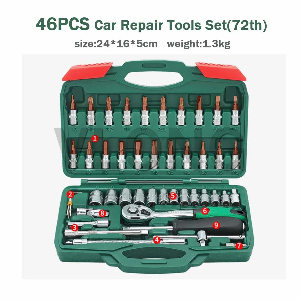 

Professional Hand Tools Set Automotive Tools 46PCS Vehicle Spanner Combination Socket Wrench Car Repair Wrench Small Socket Set