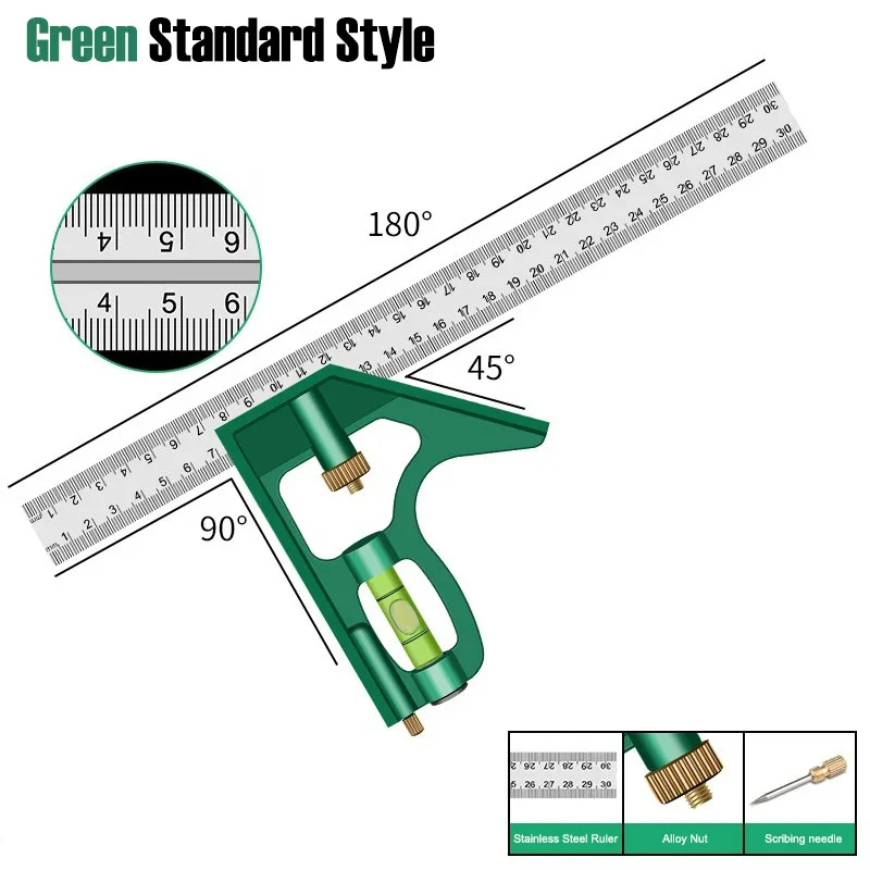 300mm woodworking multifunctional combination movable ruler 45/90/180 ° right angle ruler horizontal aligner