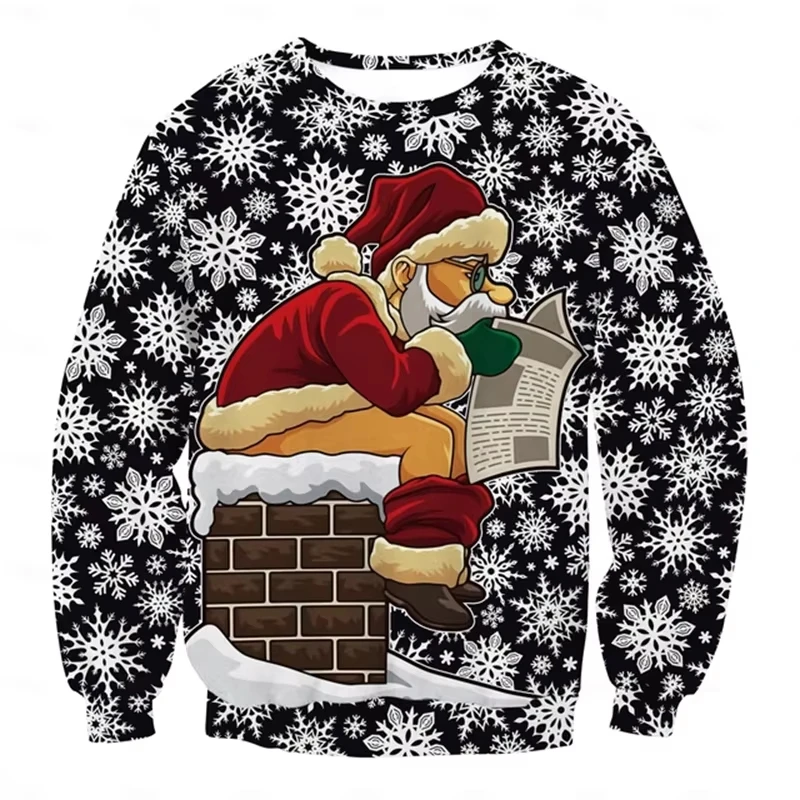 

2025 New Unisex Jesus Ugly Christmas Sweatshirt Hip Hop Bar Party Graphic Crew Neck Streetwear Pullover