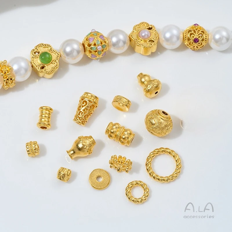 Vietnam Sand Gold Accessories Colored Zirconium Round Bucket Beads Wheel Beads Running Ring Spacer Beads DIY Jewelry Material