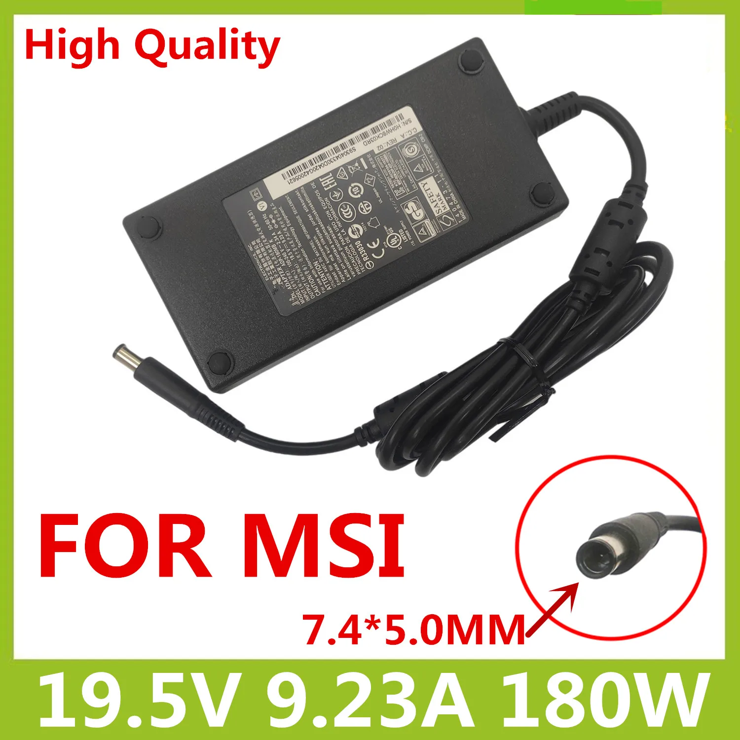 Adaptador de CA de fuente de alimentación para ordenador portátil MSI GP73 GL73 GE75 RAIDER 8SE GL63 8RE-616XFR, 19,5 V 9.23A 7,4x5,0mm 180W ADP-180MB K