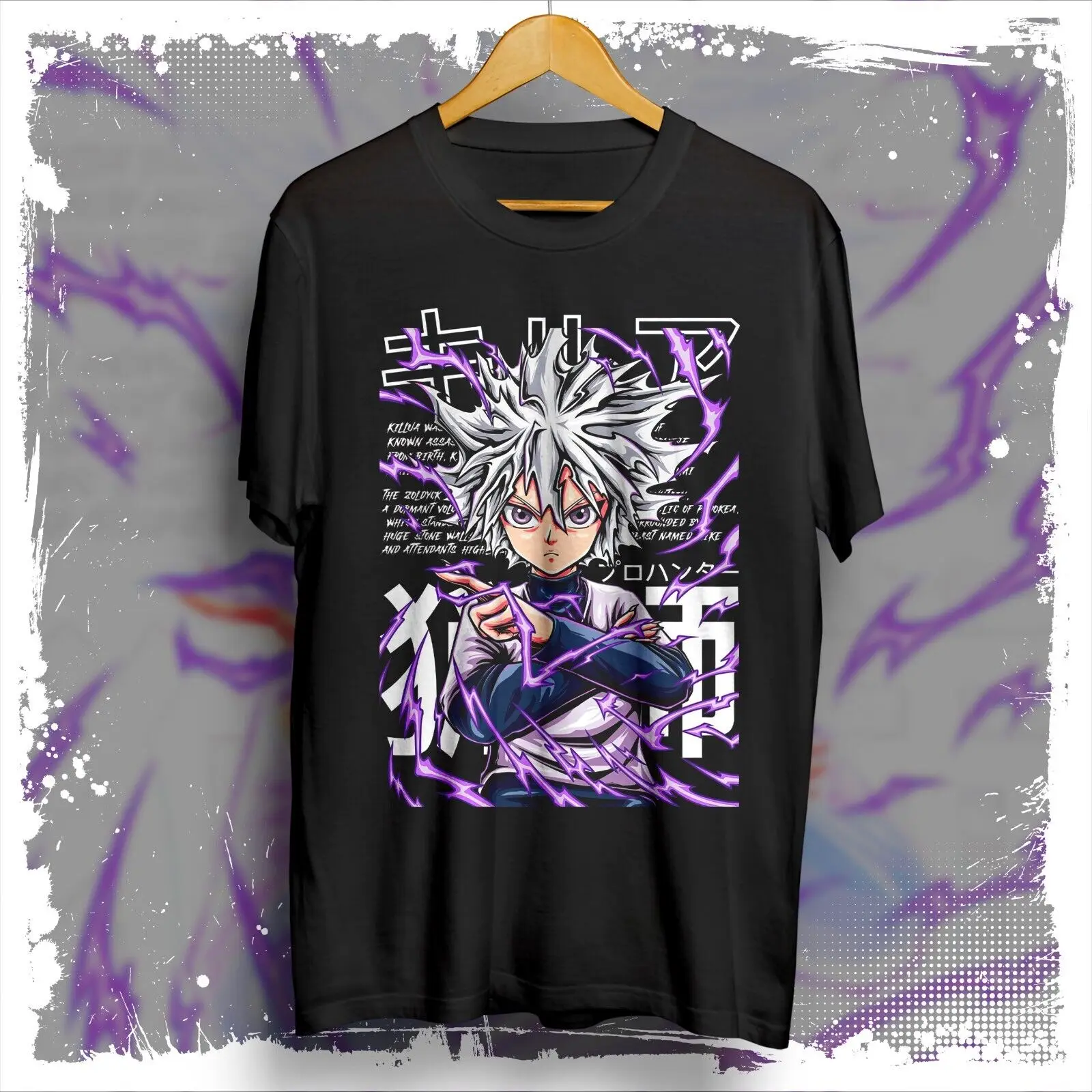 Killua Zoldick anime graphic tees, Hunter x Hunter tshirt, anime shirt