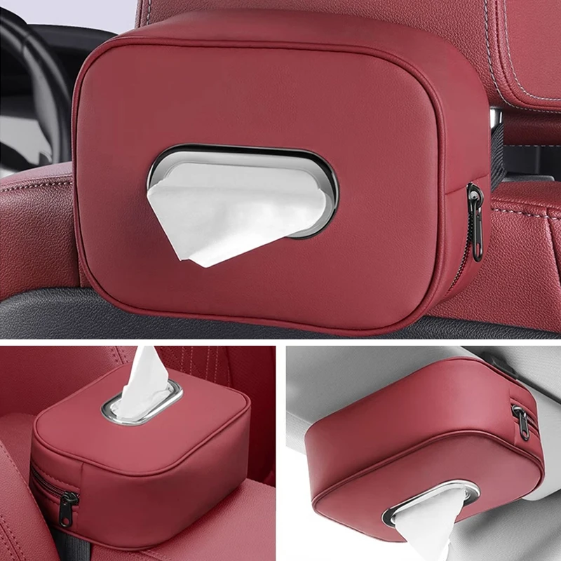 Leather Car Tissue Box Seat Back Tissue Storage Bag for Dodg Durango Charger Ram 1500 Nitro Journey Demon Caliber Accessories