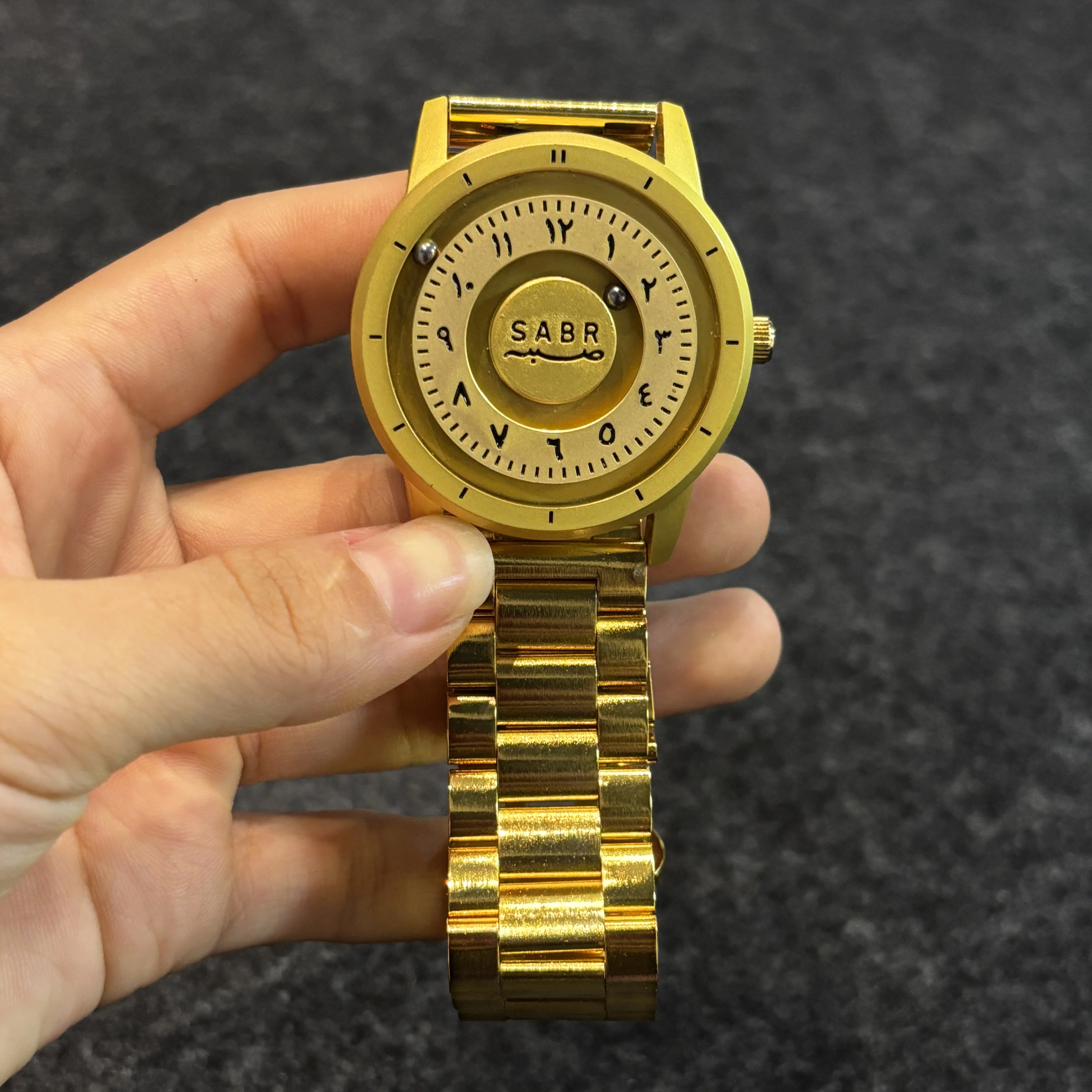 Sabr Arabic Numeral Watch Magnetic Bead Pointer Watch No Mirror Gold Arabic Numeral Watch Set Top Luxury Men's Watch