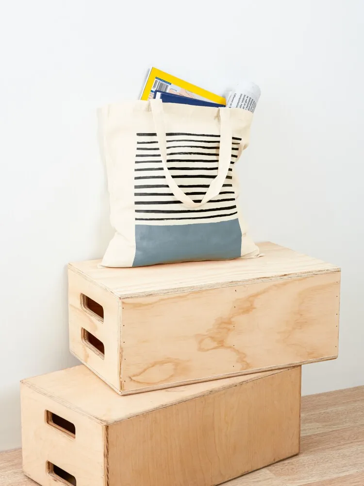 Dusty Blue x Stripe Tote Bag reusable shopping bag shopper bag women canvas supermarket folding bags woman 2025