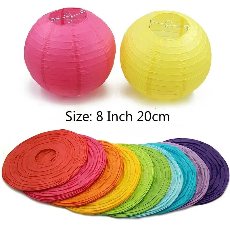 1 piece 8Inch Chinese Round Paper Lanterns ball for Wedding Party Hanging lanterns Birthday Decor babyshower supplies