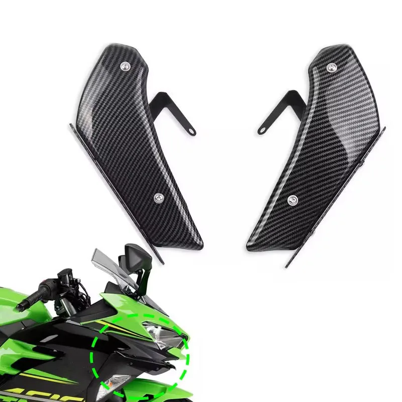 Motorcycle Front Fairing Aerodynamic ABS Wing Kit Fixed Winglet Fairing Wing Fit For NINJA400 NINJA 400 2018-2023