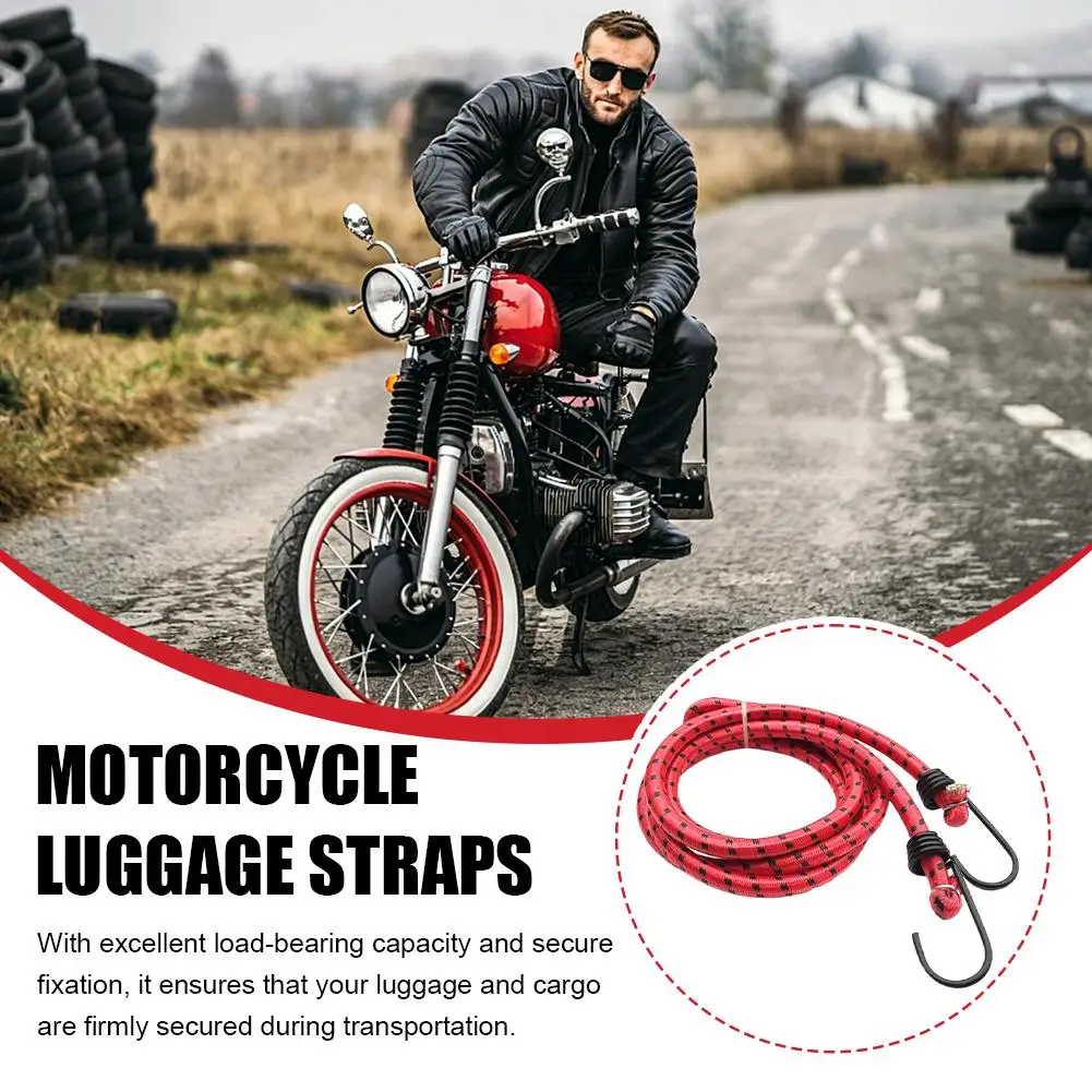 Motorcycle Luggage Straps Bungee Cord Elastic Bungee Cord with Metal Hooks Luggage Packaging Strap for Motorcycle Bike Camping