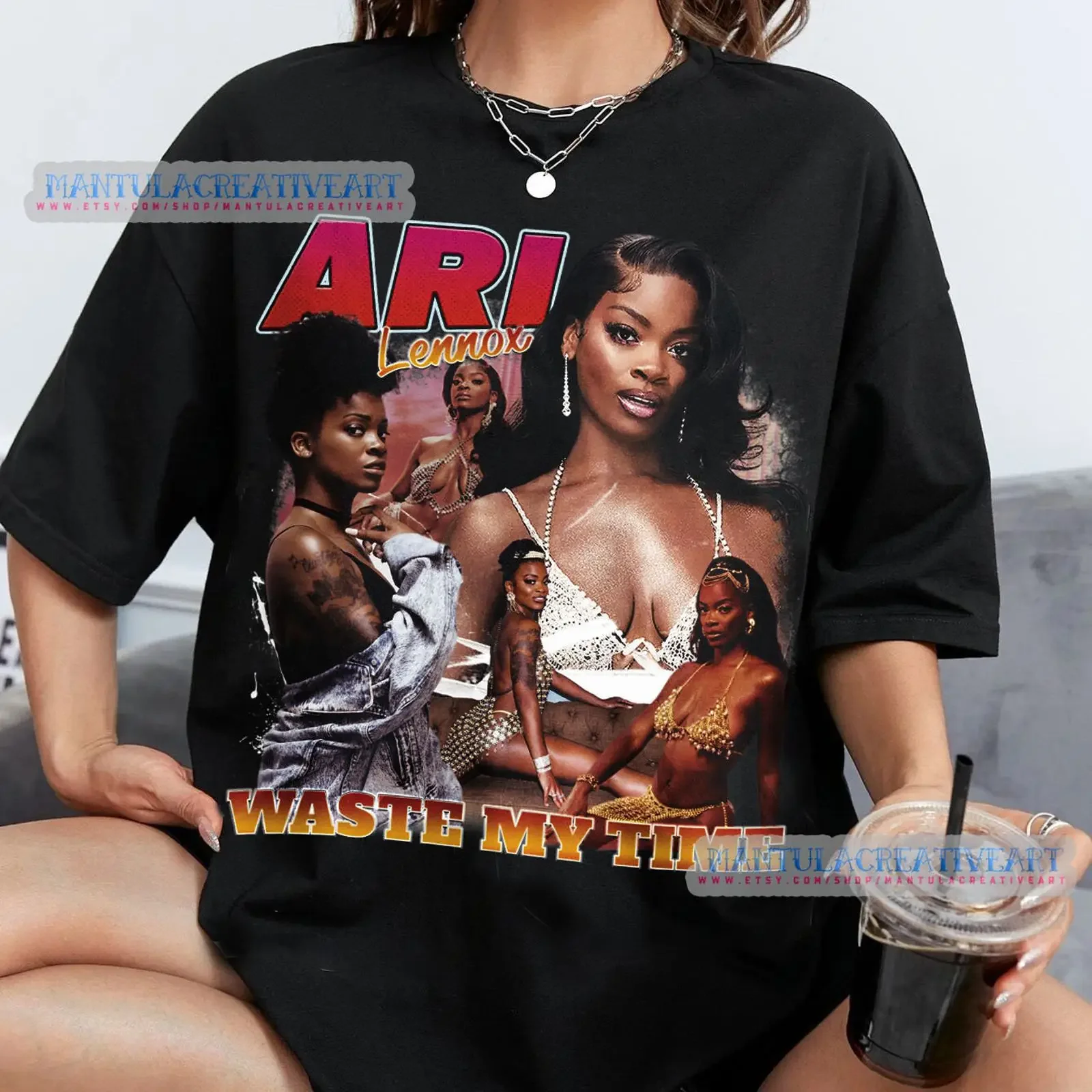 Camiseta Ari Lennox estilo retro de los 90, vintage, unisex, con efecto lavado, elegante, ligeramente estilo streetwear, ropa de diseñador para hombre, top para uso diario.