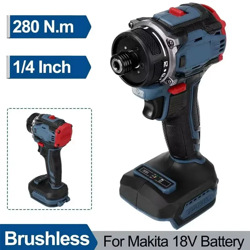 

4000rpm Brushless Electric Screwdriver Cordless Drill 21+1 Gear Two Speed for Makita 18V Battery DIY Home Renovation Tool