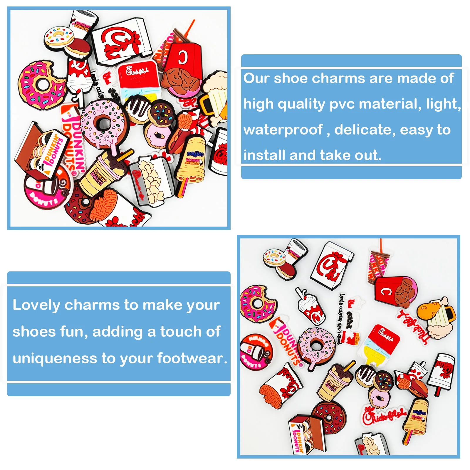 11Pcs Sweet Donut Series Shoe Charms For DIY Charms Shoe Decoration Accessories Shoe Pins Bubble Slides Sandals Great Gift