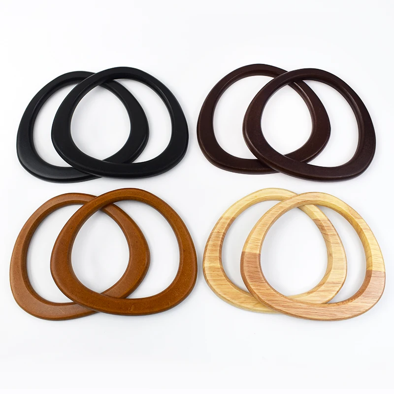 2/4Pcs Solid Wooden O Ring Bags Handle Purse Frame Woven-Bag Handles Handmade Bag Charm DIY Women's Handbag Craft Accessories