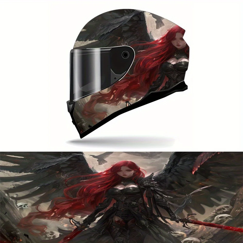

Battle Blackwing Ange LFull Face Helmet Vinyl Wrap Sticker - Durable PVC Material, Trendy Design For Motorcycle Racing Helmets,