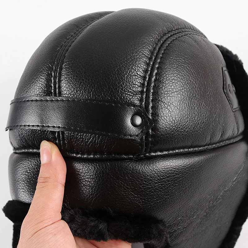 Earflap Hat Winter Cap Man 2026 Autumn Black Pu Leather Caps Warm Ushanka Russian Faux Fur Bomber Aviator Trapper Hats Men