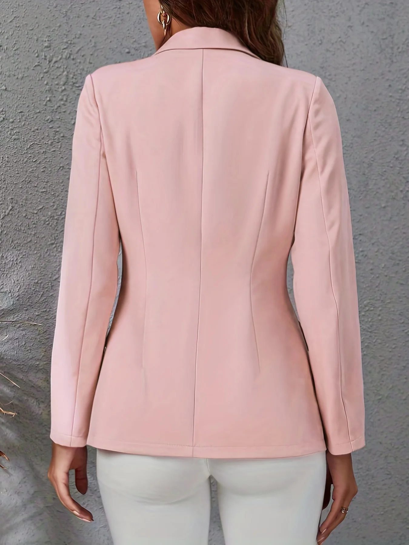 Blazer Feminino Elegante de Cor Sólida, Ideal para Uso Casual Diário e Profissional