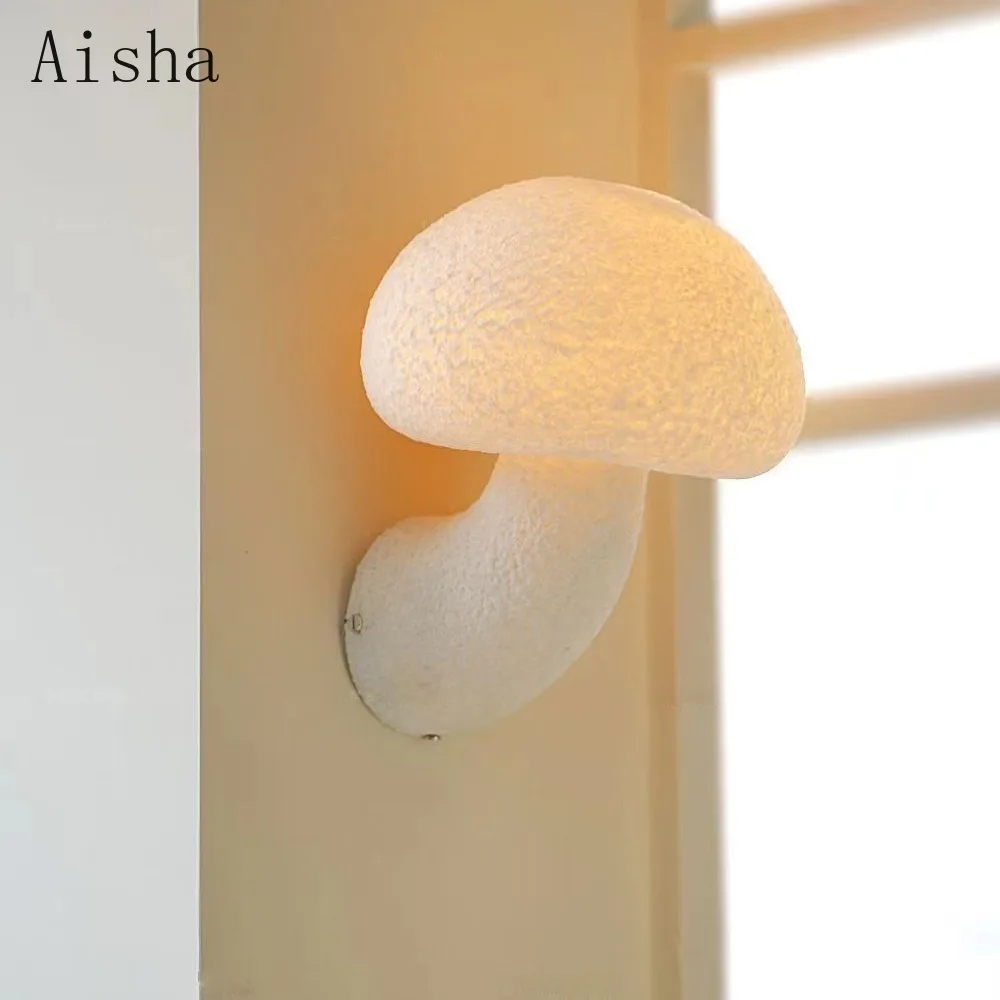 

Vintage Cream Mushroom Wall Lamp French Coffee Shop Storefront Designer Balcony Outdoor Wall Light Corridor Decorative Fixtures