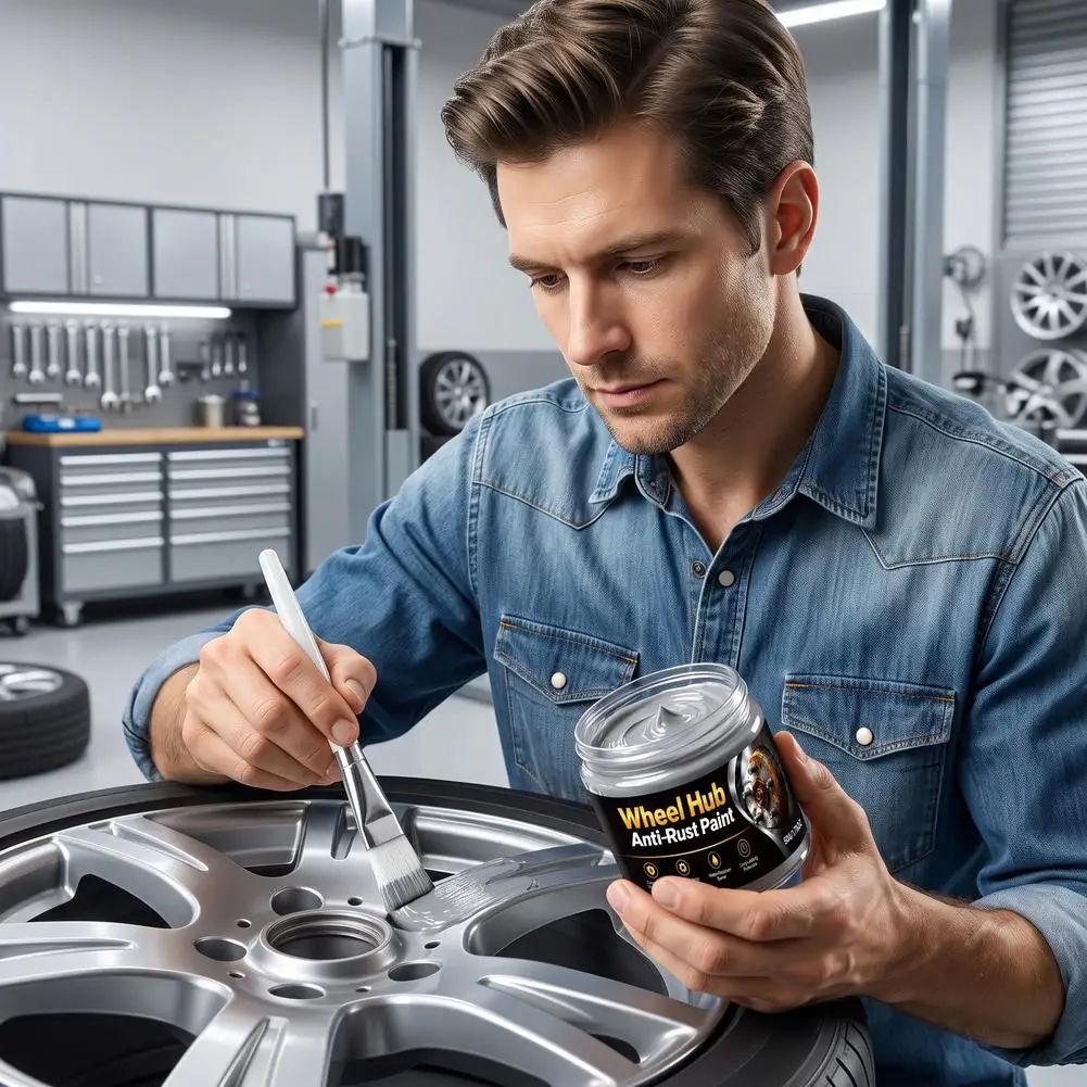 Wheel Hub Anti Rust Paint 50g Brush Included for Steel Rim Corrosion Protection in Rainy Season