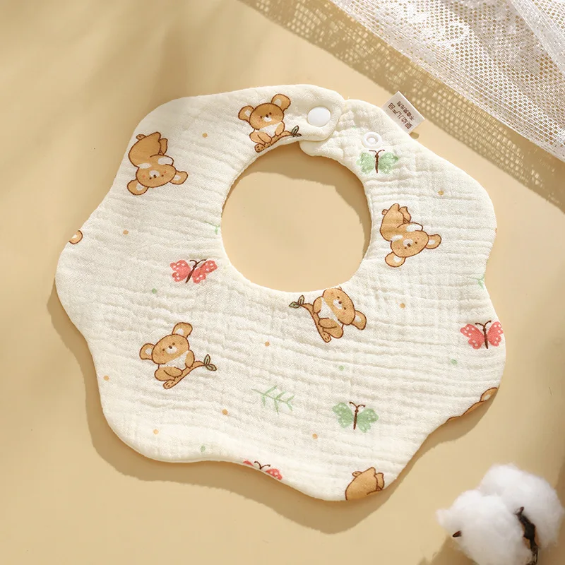 1PCS Baby Feeding Bibs 6 Layers Cotton Petal Infants Print Crepe Saliva Towel Newborn Toddler Soft Burp Cloth Kid Bib