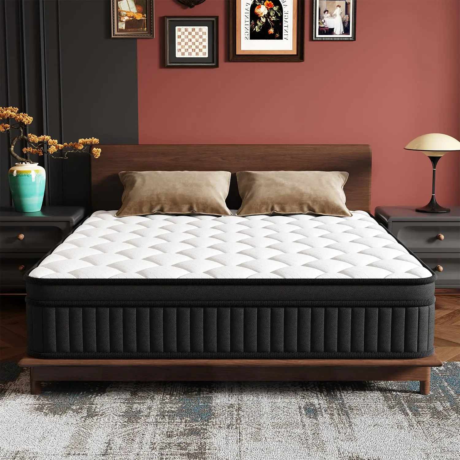 King Size Mattress, 12 Inch Hybrid King Mattress in a Box, Memory Foam & Individual Pocket Springs, Motion Isolation