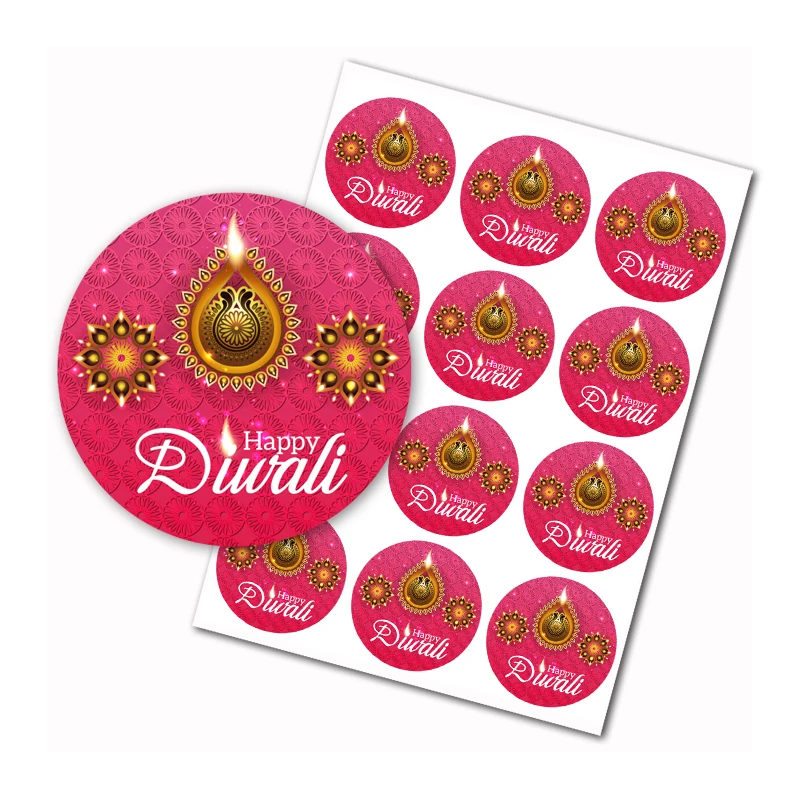 Happiness Happy Diwali - Light Festival Party Round Candy Sticker Gift - Chocolate candy Label .Order 2