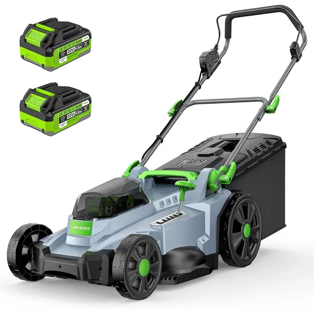 

40V CordlLawn Mower, 17" Walk Behind Electric 4.0 Ah Battery Powered Lawnmower, with 50L Grass Bag, BrushlMotor, 6 Adjustable Cu