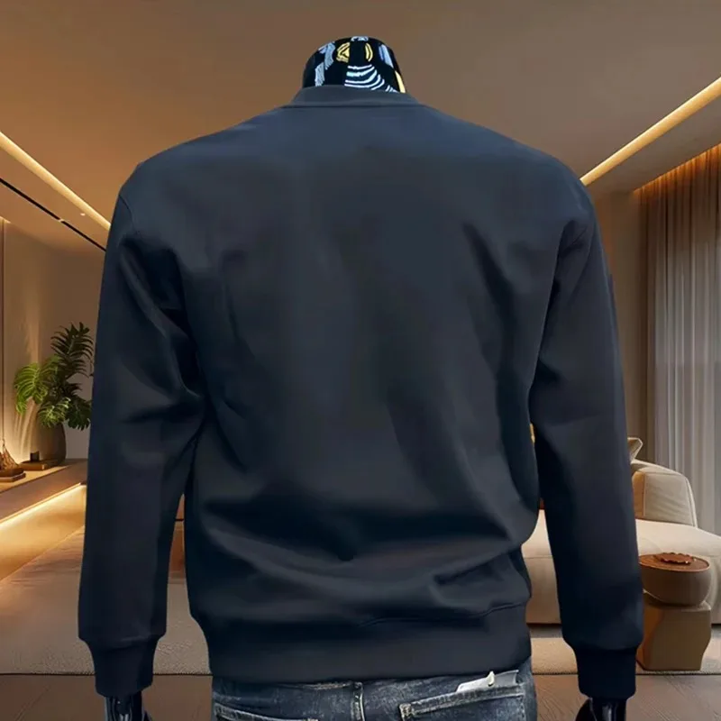 2025 Sudadera con cuello redondo estampada a la moda para hombre, estilo primavera-otoño, sudadera con capucha deportiva y ocio diario de manga larga suave