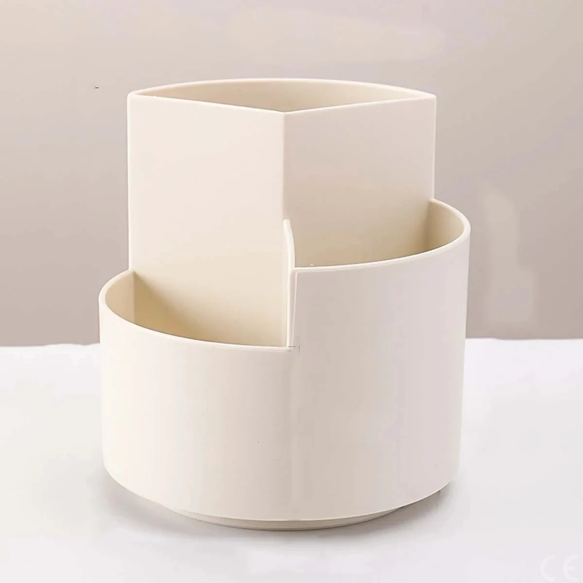 1pc Rotating Pen Holder Storage Box Divided Makeup Brush Office Student Desktop Storage