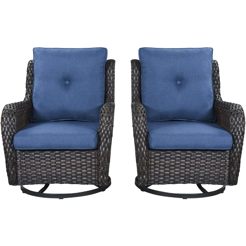 

Плетеное кресло-качалка Вращающиеся стулья - 2-х предметное кресло-качалка для патио, набор из ротанга, кресло-качалка для уличного крыльца, садового двора