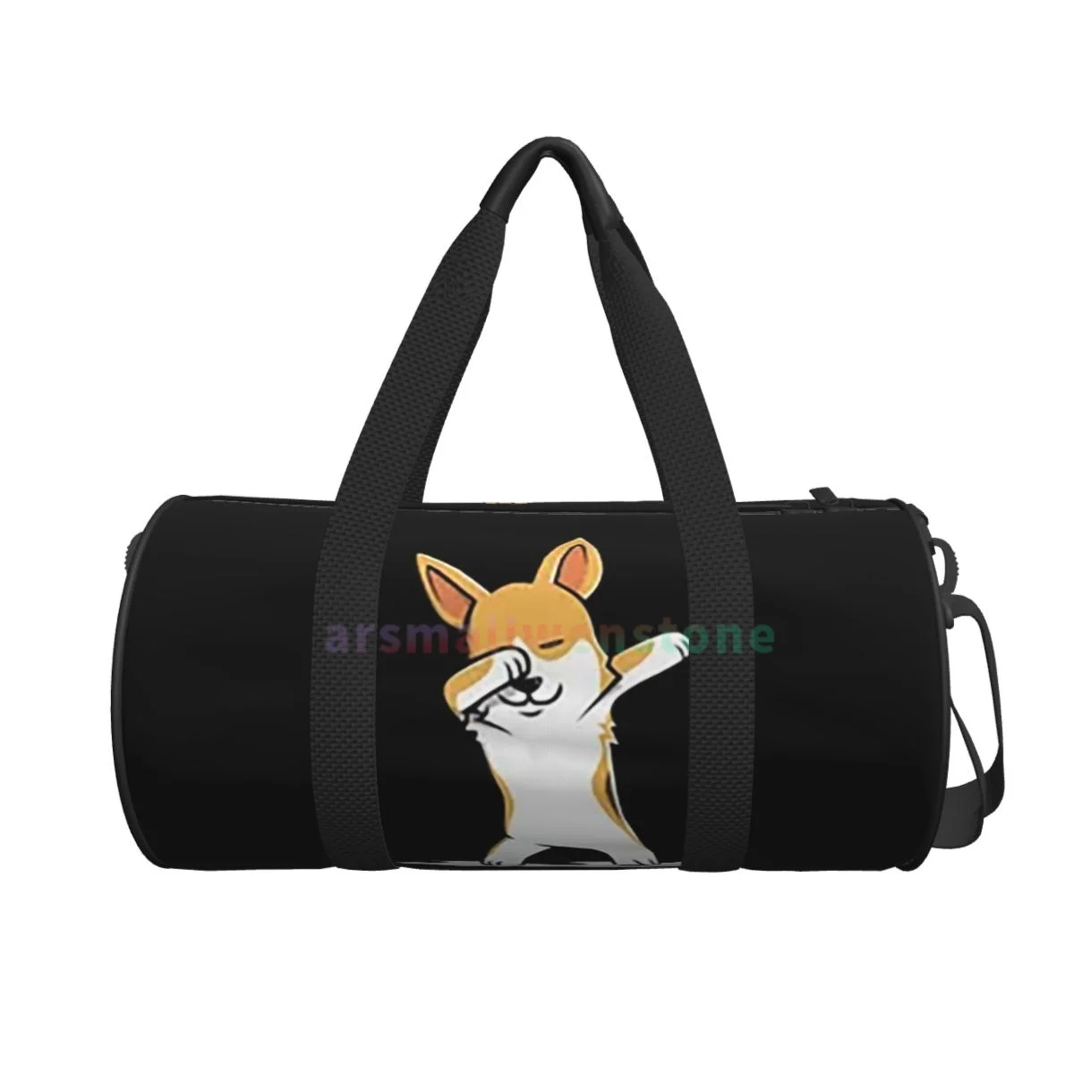 Corgi Dabbing Dog Yoga Bag Workout Durable Backpack Handbags Round Outdoor Fitness Bags Travel Duffle Bag