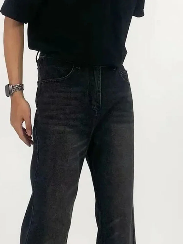 Flare Jeans Men Full Length Slim Stretchy Punk Style Minimalist Stylish Youthful Vitality Spring Autumn Korean All-match Solid