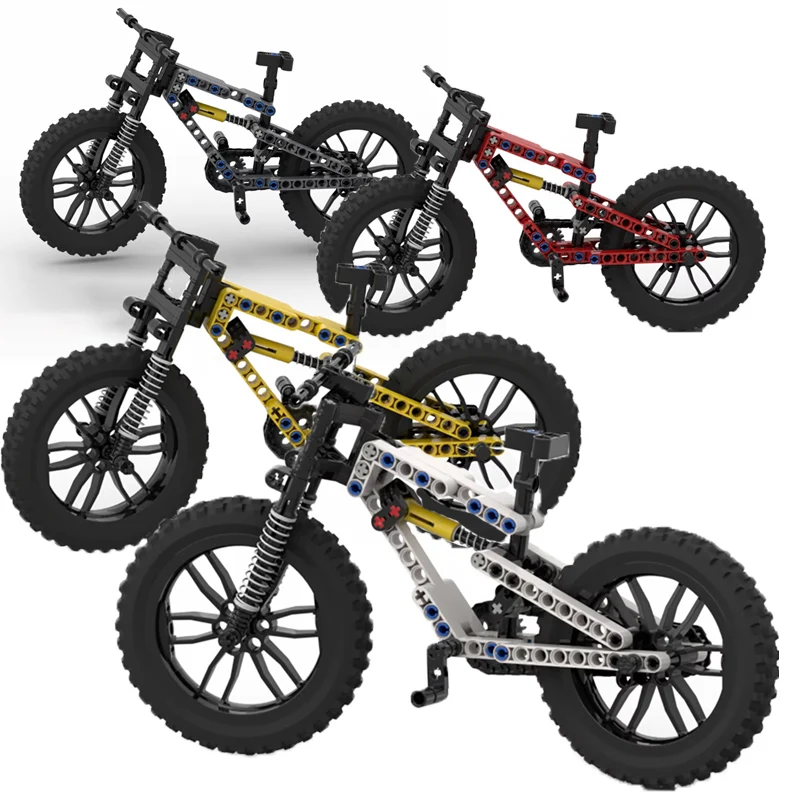 

MOC Mountain Bike Model Building Blocks With Shock Absorber Arm +Chain Boys Assembled Off-road Bicycle Ornament Bricks Toys Gift