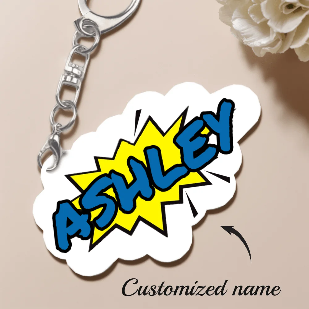 Customized Acrylic Keychain Personalized Speech Bubble Comic Cartoon Text Keychain Party Decoration Gift Custom Key Chain