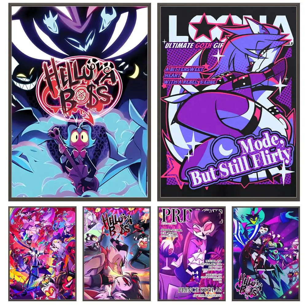 anime Helluva Boss Poster Poster HD Waterproof Self Adhesive Wall Art Print Decor for Bedroom Living Room Gift