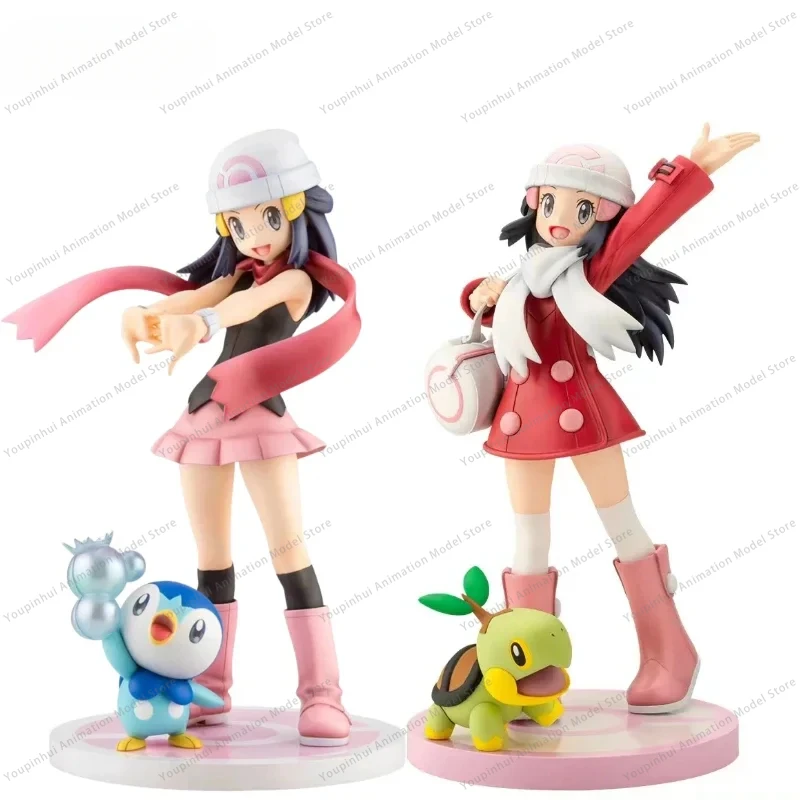 In Stock Original Kotobukiya Pokemon Figure Series Hikari with Pochama Hlkari with Naetle 1/8 Scale Pre Painted Figure Toy Model