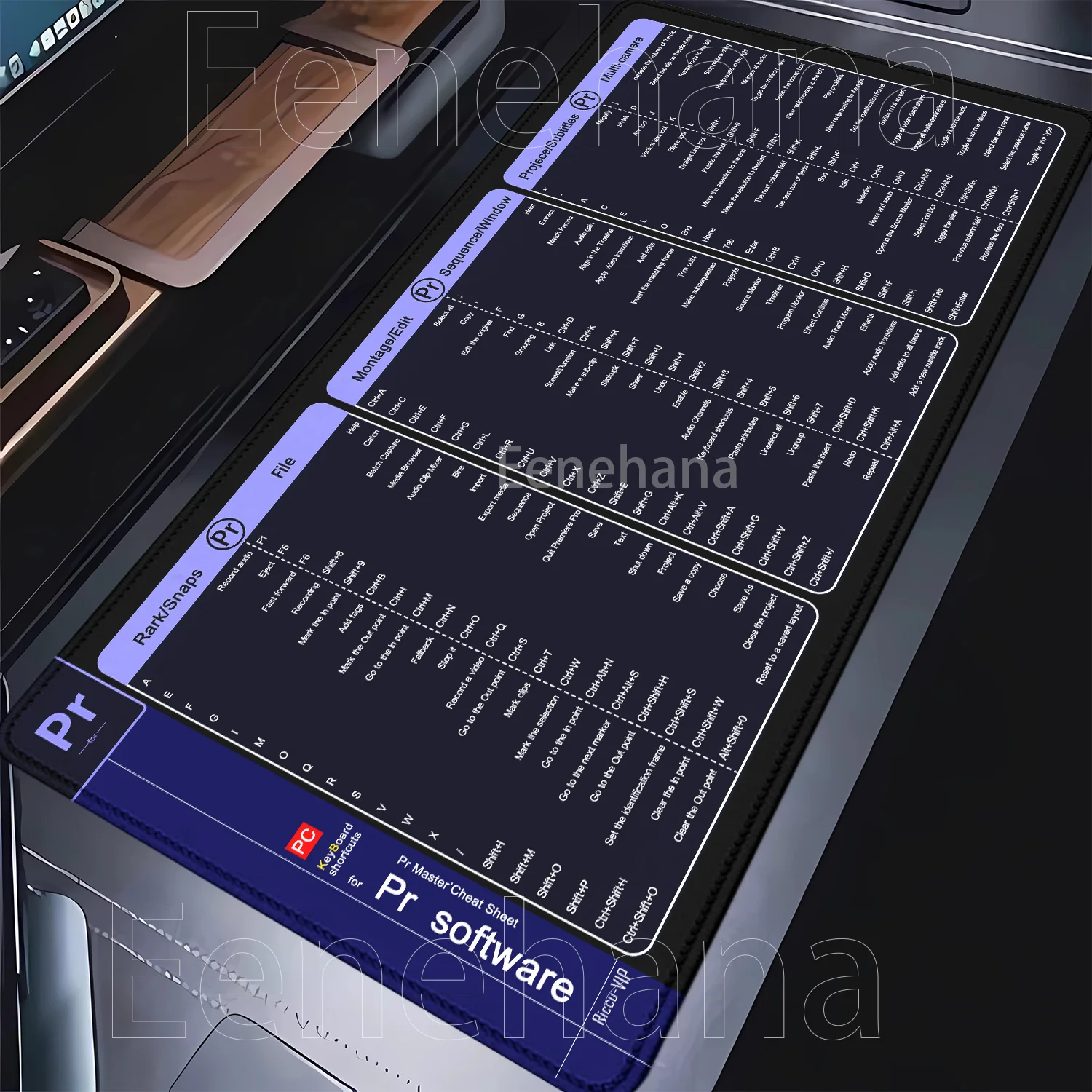 

Pr Shortcuts Mouse Pad Large Extended Software Big Office Keyboard Mousepad Gaming Stitched Edge HD Printing 400x900mm Desk Mat