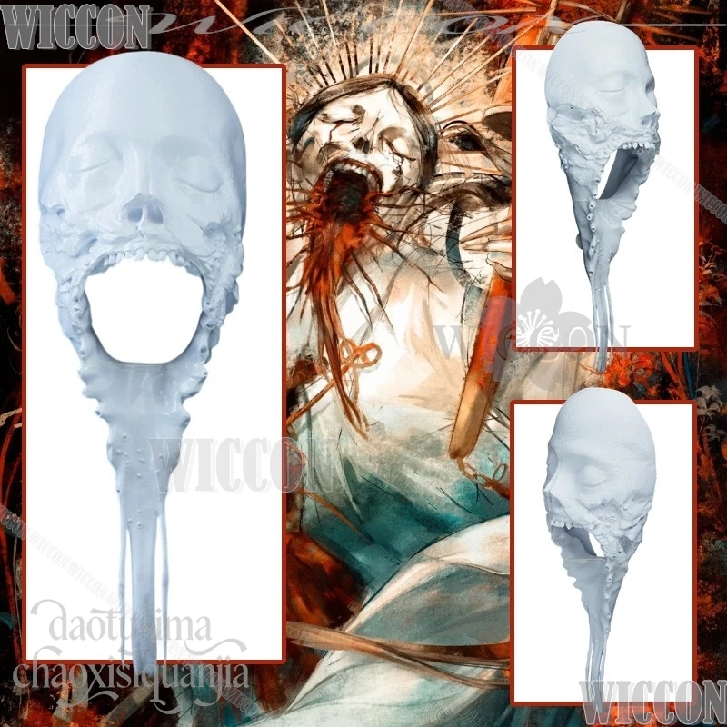 

Аниме-игра ужасов F, косплей Sakuko Igarashi, белая раскраска «сделай сам», страшный длинный призрак, 3D маска полилактической кислоты, Хэллоуин Navidad