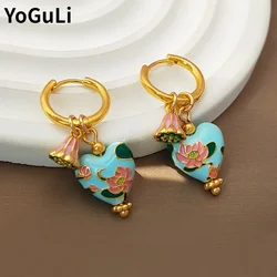 Fashion Jewelry Vintage Temperament Blue Heart Drop Earrings For Women Female Gifts Delicate Design Ear Accessories Hot Selling