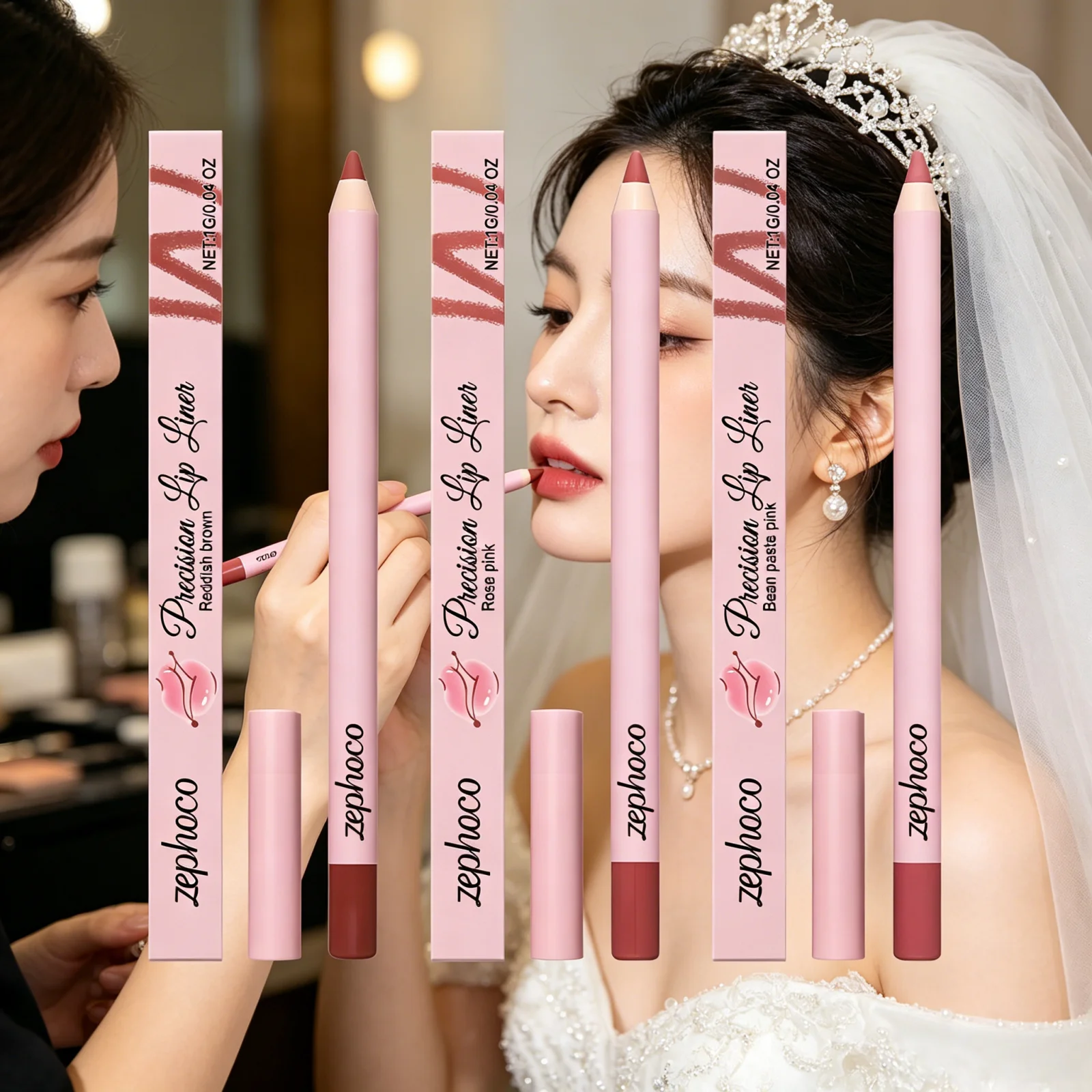 Zephoco Lip Liner Pencil for Girls' Holiday Gift Long Lasting Waterproof Non Drying Durable Smooth Texture Precision Lip Liner