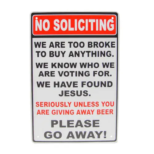 Funny No Soliciting Unless Giving Away Beer Metal Front Door Porch Home Tin Sign-Aluminum