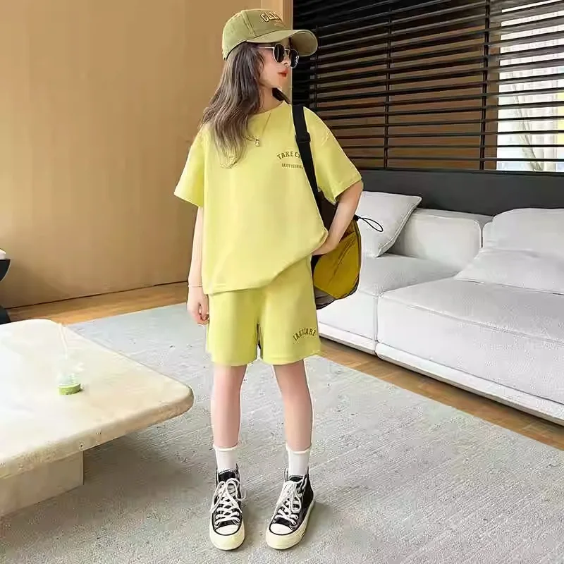 meninas-ternos-criancas-lazer-esportes-meninas-conjunto-criancas-verao-nova-cor-solida-lapela-moda-manga-curta-conjunto-de-duas-pecas-roupas