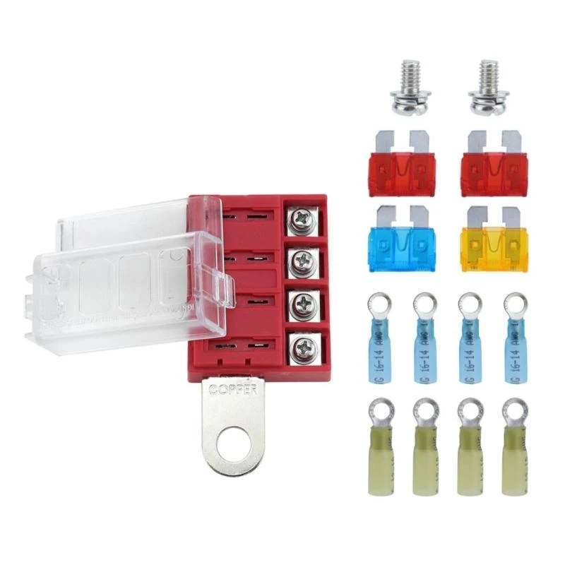 

Waterproof 32V Fuses Panel set 4 Way Fuses Block set for Automotive Application R6FB