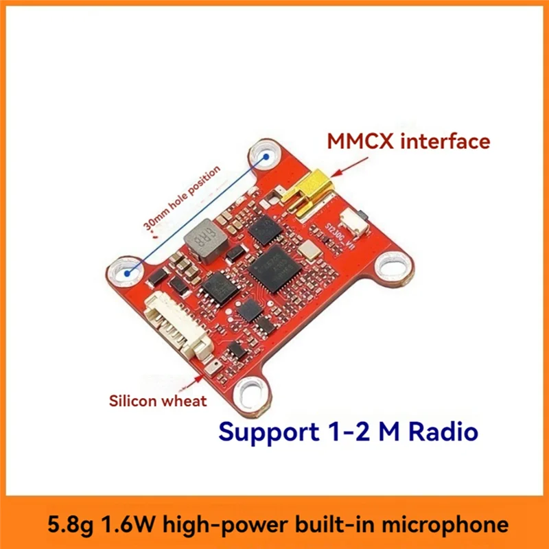

T24C 5,8G 1,6 Вт VTX 48-канальный видеопередатчик высокой мощности VTX встроенный микрофон для радиоуправляемой модели дрона дальнего действия